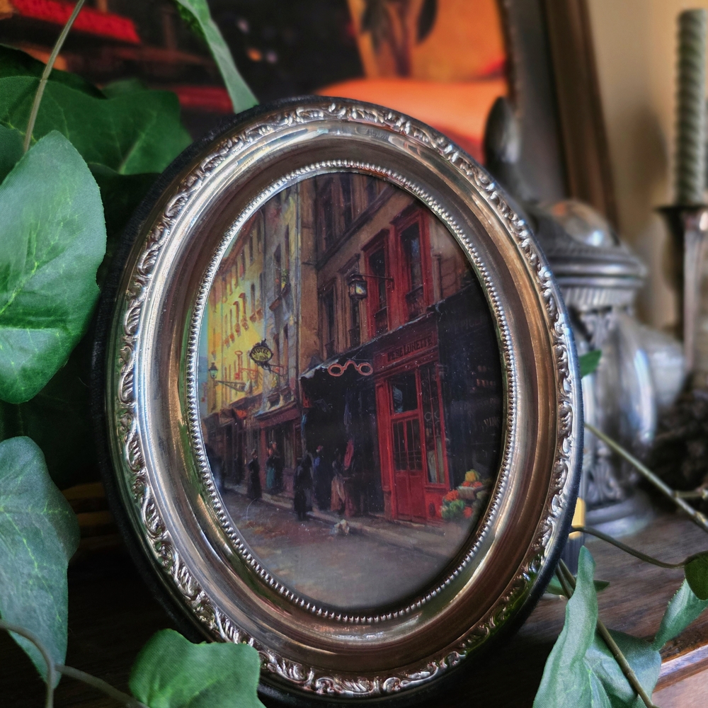 Elegant Silver Framed Street Scene Art - Picture 2 of 3